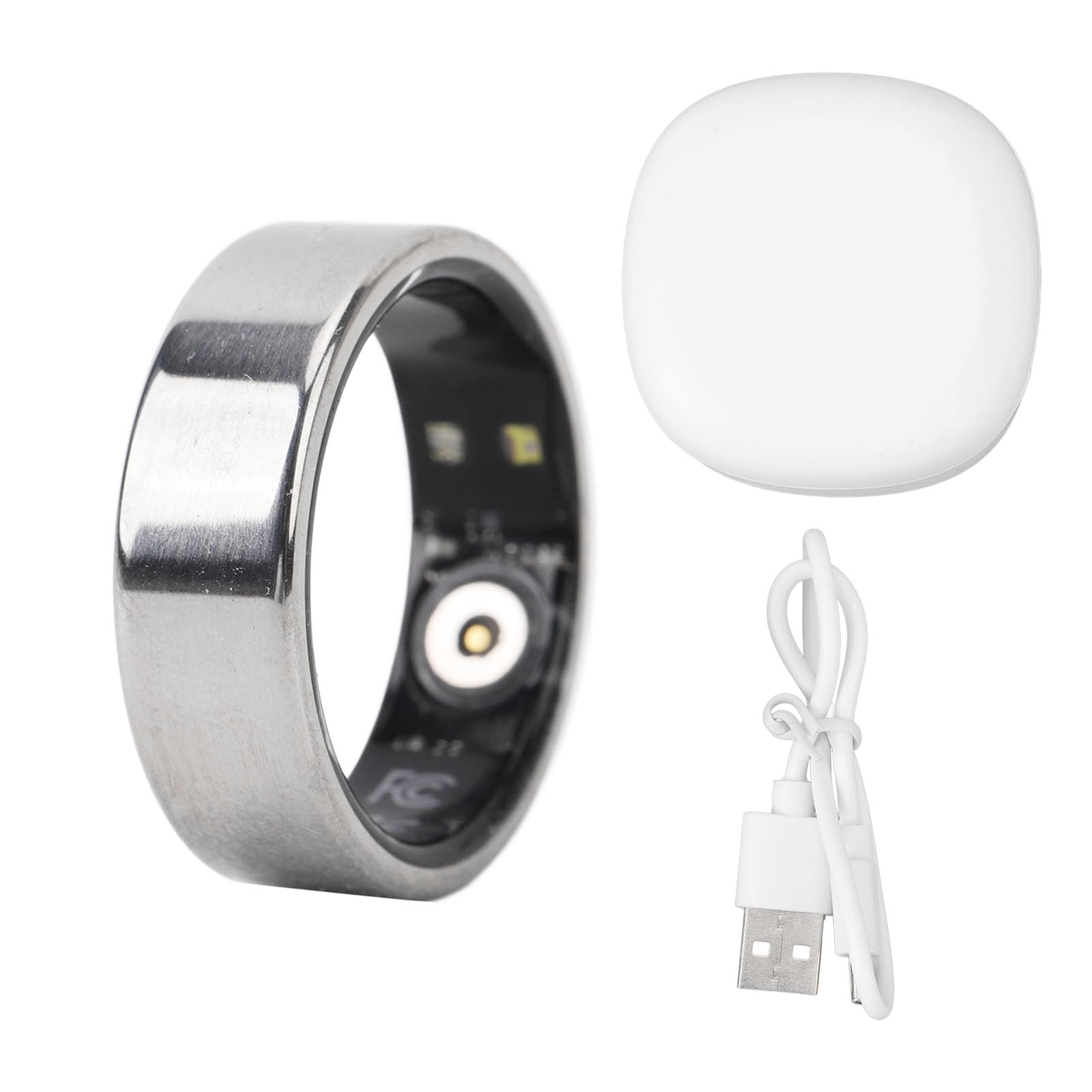 Fdit Moniteur Annulaire Intelligent élégant en Acier Inoxydable pour Le Suivi de la santé, Conception Légère et, adapté à Toutes Les Tailles de Doigts, Idéal pour Les
