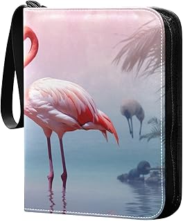 Kigai Flamingo Trading Card Binder with Sleeves PU Leather Holds 400 Cards,Double Sided Trading Card Folder with Zipper Collection Binder Album Book Case for Boys Girls