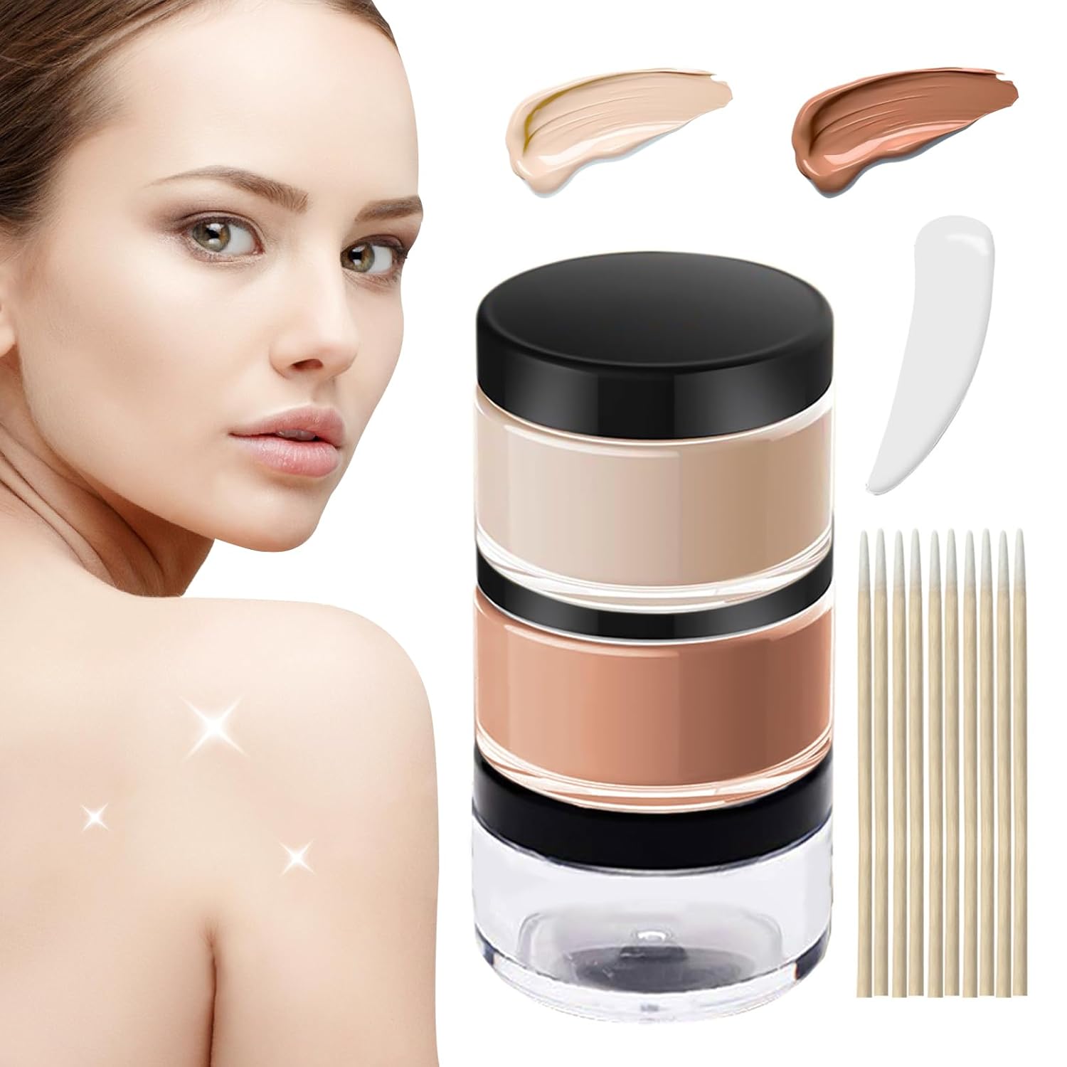 Tattoo Cover Up Makeup Waterproof, Waterproof and Sweatproof Tattoo Concealer, Suitable for Scars, Spots and Vitiligo, 2 Colors
