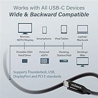 Vista 7 de Edimax Cable USB-C USB B4 Thunderbolt 3, 1.6 pies / 1.6 ft, hasta 40Gbps y 240W USB-PD, ultra duradero, unidades SSD, bases Thunderbolt, MacBook
