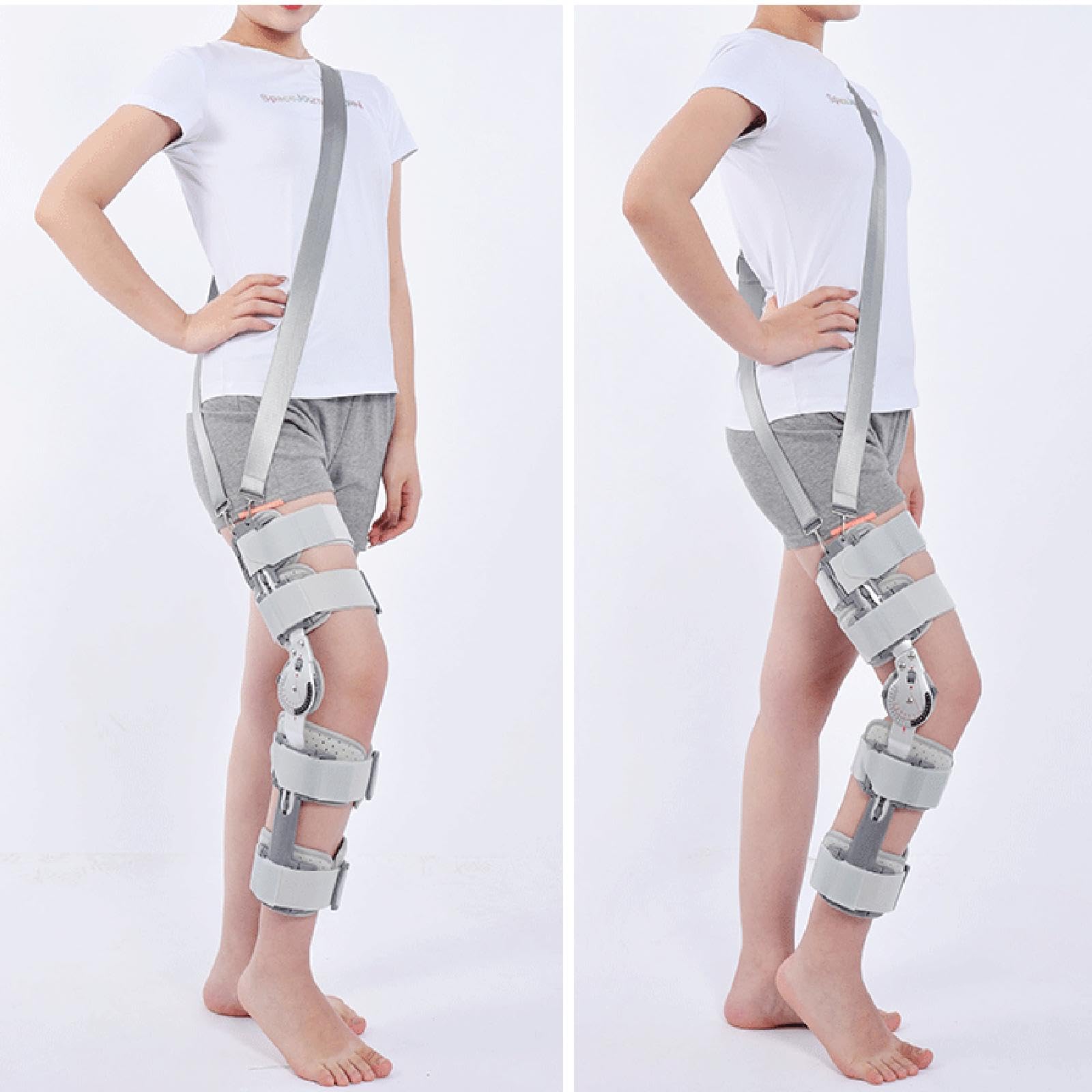 Rodillera Ajustable con Bisagras, Soporte Ortopédico Unisex, Estabilizador Postoperatorio, Rodillera Para Recuperación Después de La Cirugía, Para Hombres y Mujeres, Talla única,Withstraps