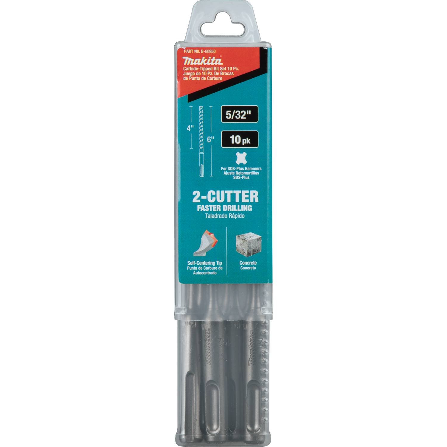 Makita B-60850 5/32" x 6" SDS-Plus, 2-Cutter, 10/pk