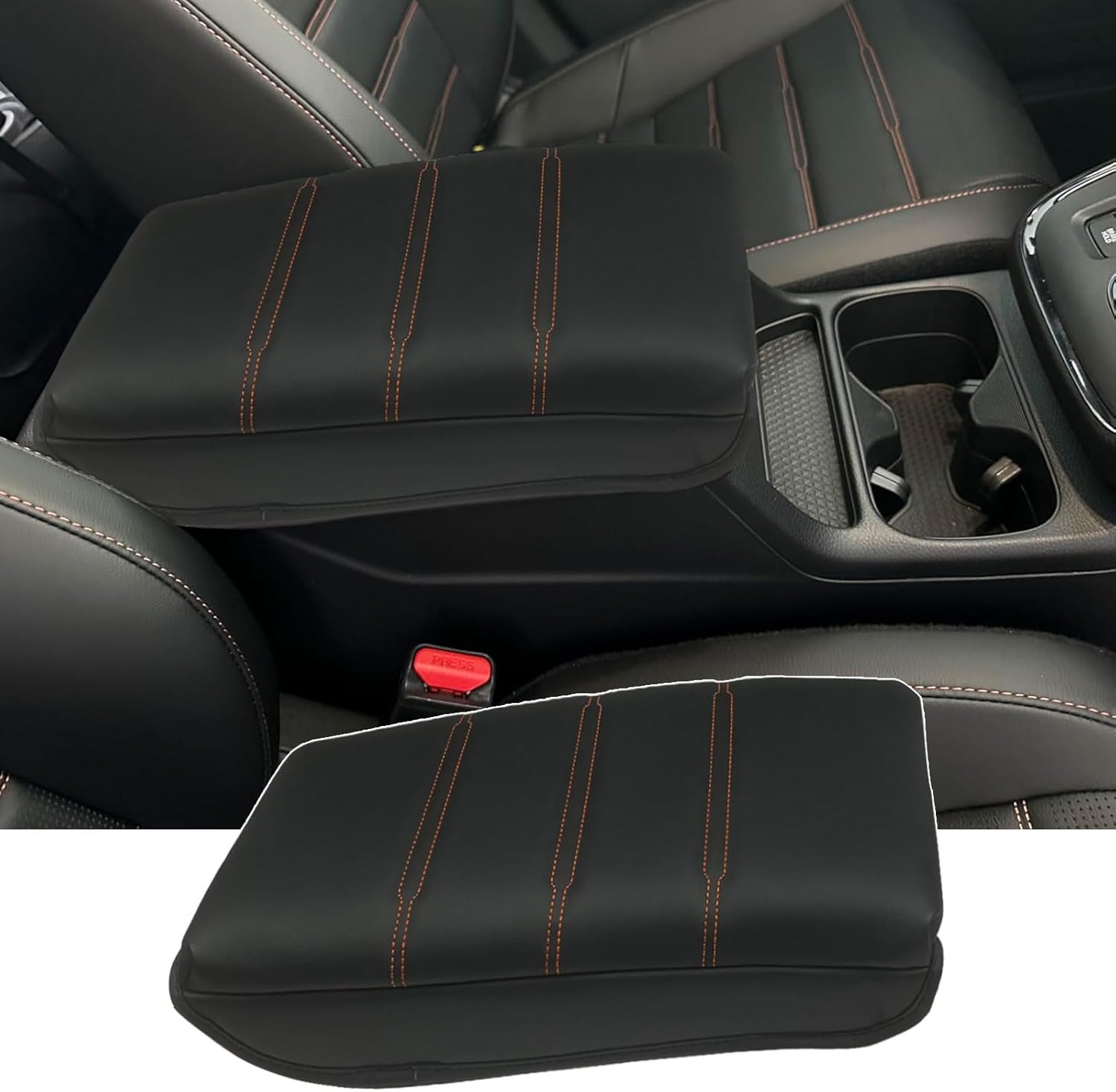 Zxiaochun Center Console Cover for 2023 2024 2025 Honda CR-V LX/EX/EXL/Sport/Sport-L/Sport Touring Hybrid, Armrest Lid Cushion Leather Protector Interior Accessories (Black/Extra Thick)