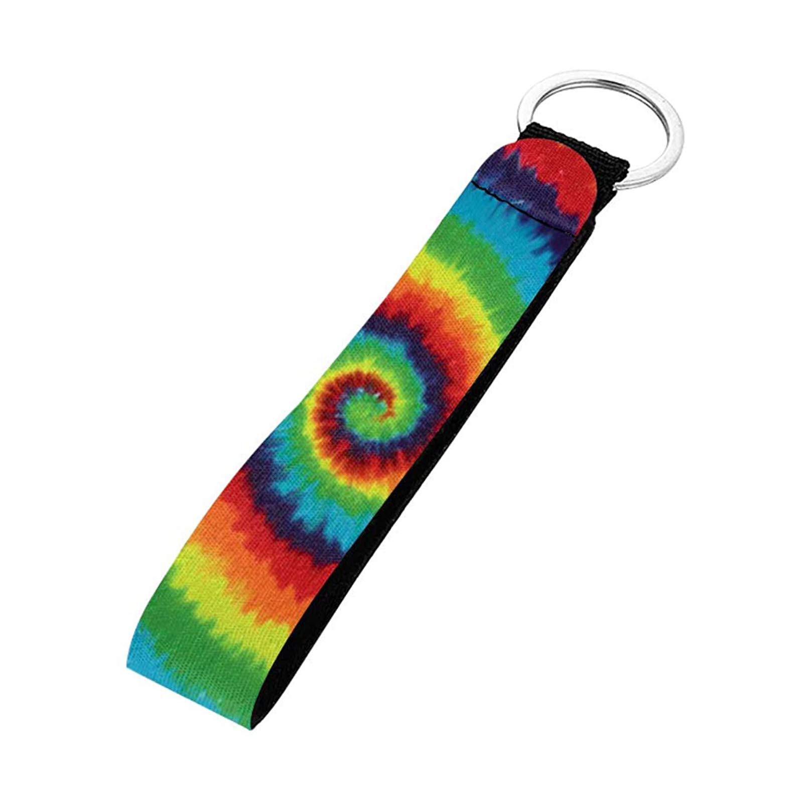 Jeiento Colorful Tie Dye Wrist Hand Strap Key Ring Lanyard Flat Ring Lightweight Keychain Accessories โ image 1
