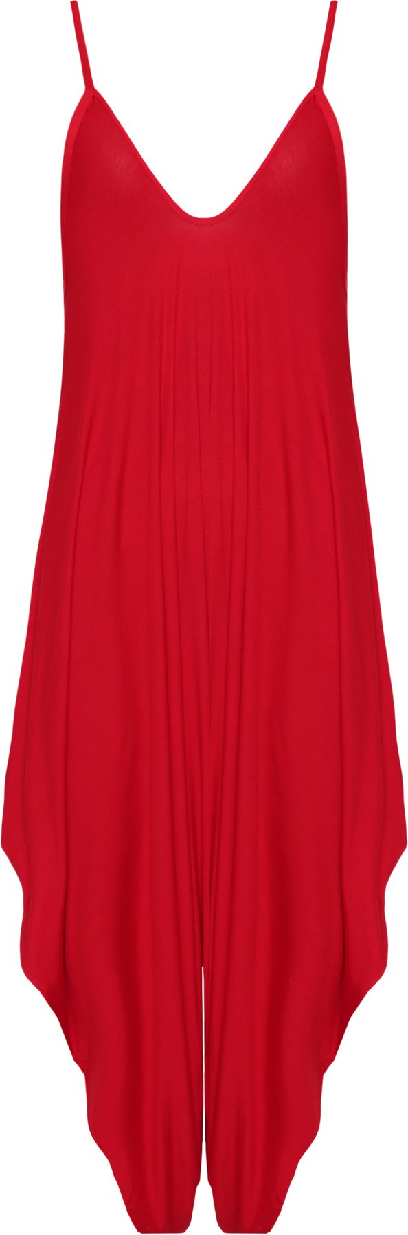 Wearall Women's Red Lagenlook Strappy Baggy Harem Jumpsuit Dress Top Playsuit - 16-18
