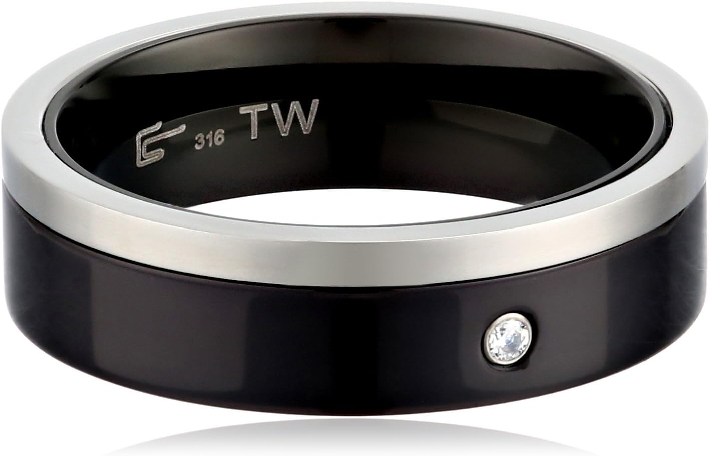 Amazon Collection Men's Stainless Steel with Black Plating and Cubic ...