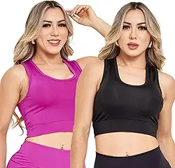 Kit 2 Tops Femininos Nadador, Alta Sustentação, Tecido Respirável, para Academia e Treinos