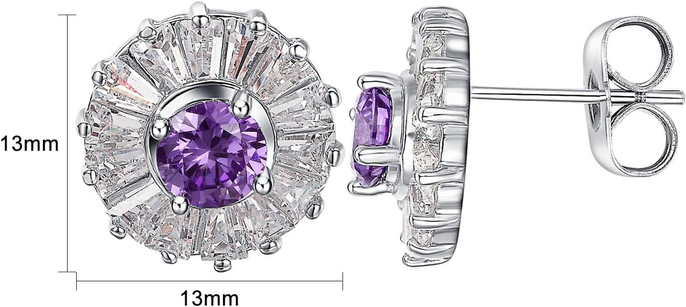 925 Sterling Silver Stud Earrings, Sparkling Cubic Zirconia Pierced Earrings for Women, Hypoallergenic Trendy Jewelry - Image 2