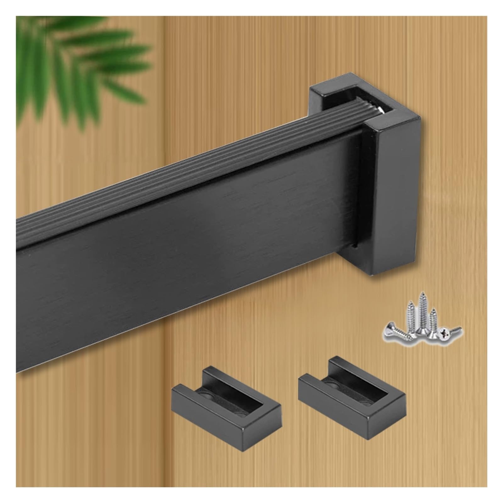 No Rust Closet Clothes Rod 12 24 30 40 48 60 inch, Removable Square Garment Bar for Bedroom/Hotel/RV, with Anti-slip Silence Strip, Cuttable & Customizable(Black,Closet Width 35"/88.9cm)