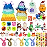 40 Pcs Christmas Novelty Assortment Pop Dimple Fidget Toys,Colorful Decorations Game Toys Fidget Packs for Kids Party Favors, Christmas Goodie Bags
