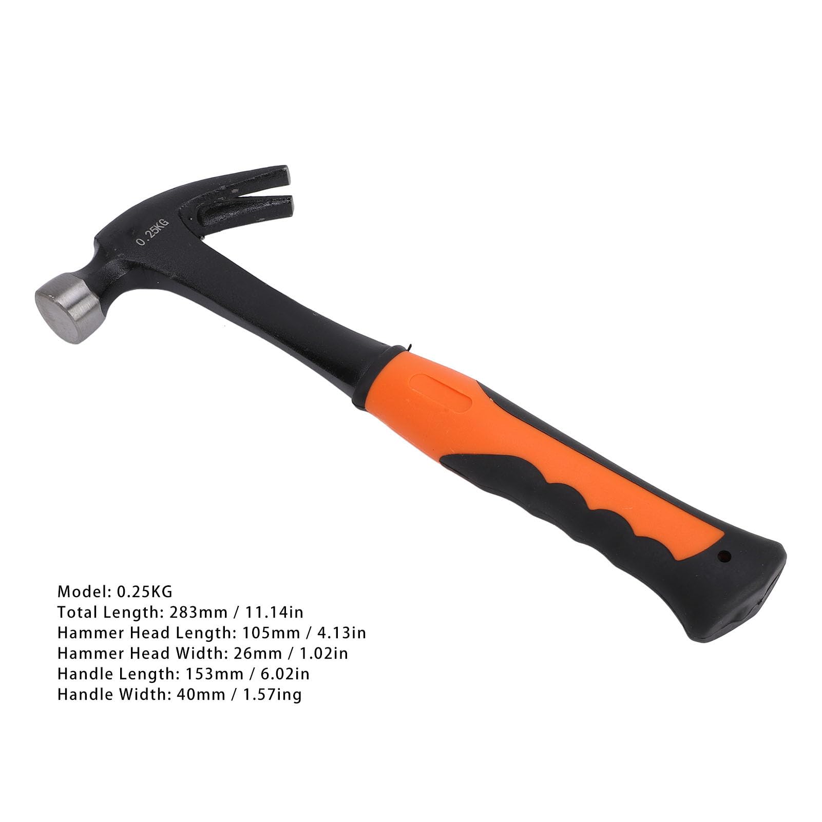 Mini Martillo de Garra, Martillo de Electricista de Acero con Alto Contenido de Carbono y TPR con Extractor de Clavos y Orificio para Cordón, para Carpintería, Construcción, (0,25 kg)