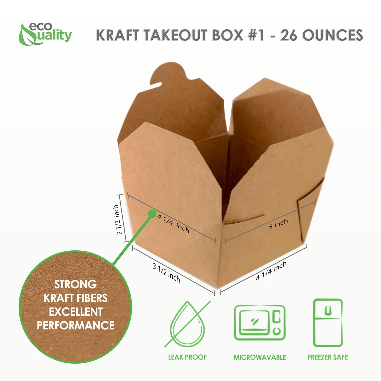 [300 PACK] Take Out Containers 26 oz Kraft Brown Paper Take Out Boxes Microwaveable Leak and Grease Resistant Food Containers - To Go Containers for Restaurant, Catering, Food Truck - Lunch Box #1