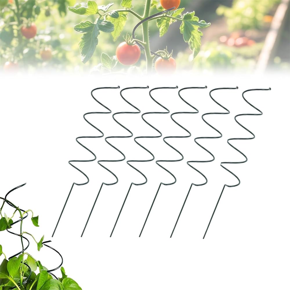 Palo Twist per pomodoro, torsione di pomodoro, pali per pomodori intrecciati, paletti a spirale per pomodori, torre rampicanti per piante (6 pezzi)