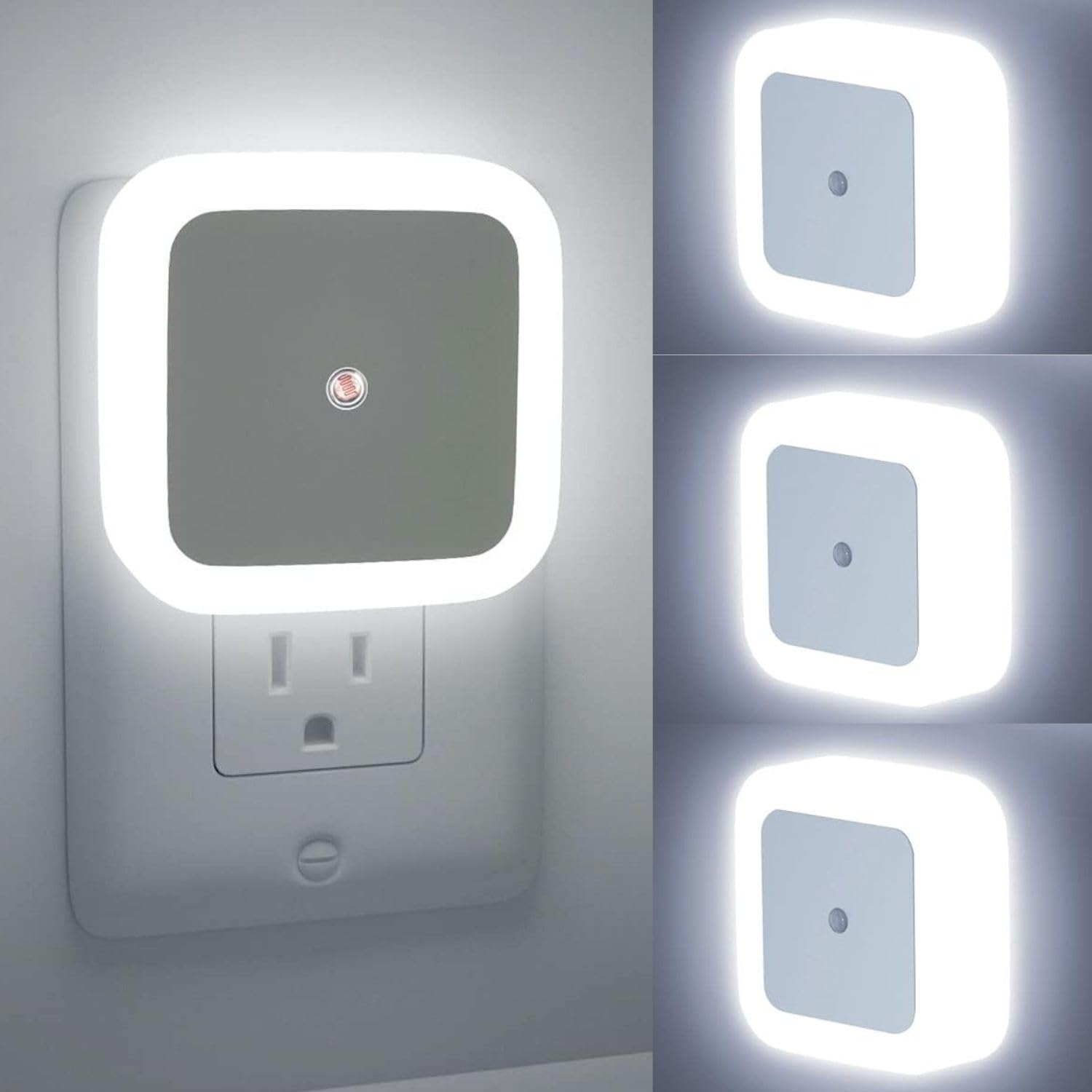 Chillyfit Polycarbonate 4 Pack Night Lamp Sensor Light For Bedroom Bed Side Home|Smart Automatic Onoff Dim Led Lights|Energy Saving 0.5W Lamp|Long Life For Hallway,Stairs,Kitchen,Bathroom,Soft White