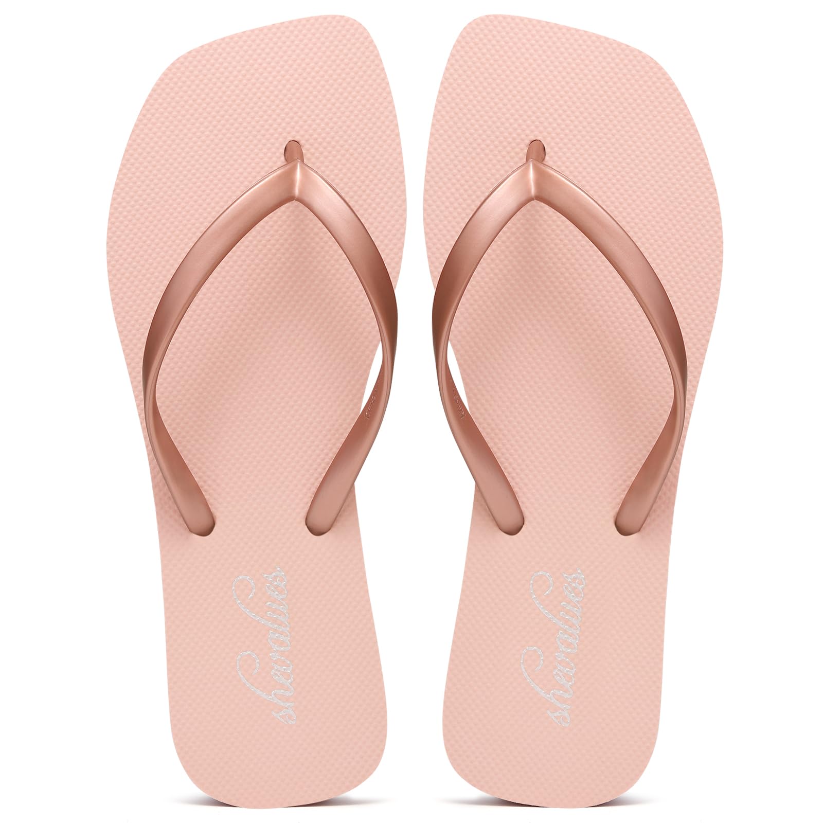 shevalues Slim Square Toe Flip Flops with Comfortable Yoga Mat for Women