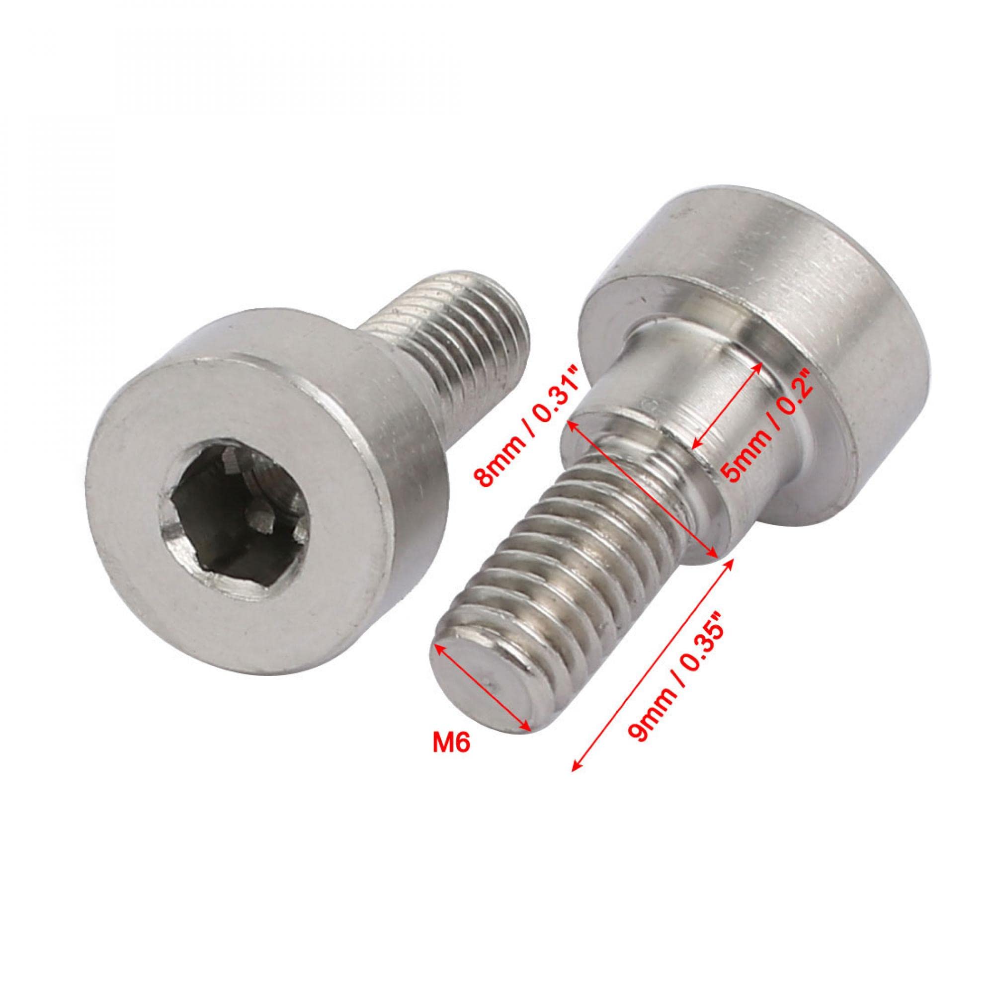 5 Vis à épaule M6 En Acier Inoxydable 304 - 8mm D'épaule, 5mm De Longueur, Qualité A2-70
