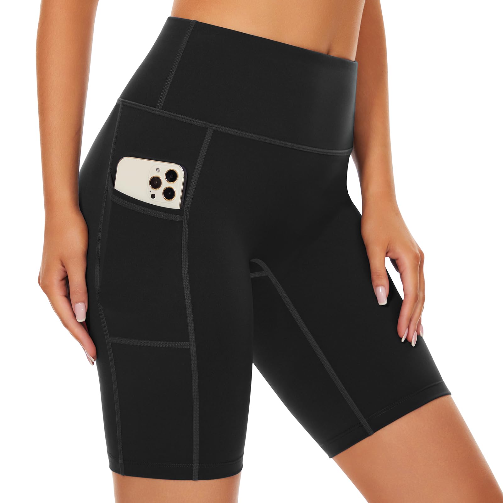 SIMIYA Laufhose Kurz Damen Radlerhose, Leggings Kurz mit Tasche High Waist Sporthose Kurz Damen Gym Shorts
