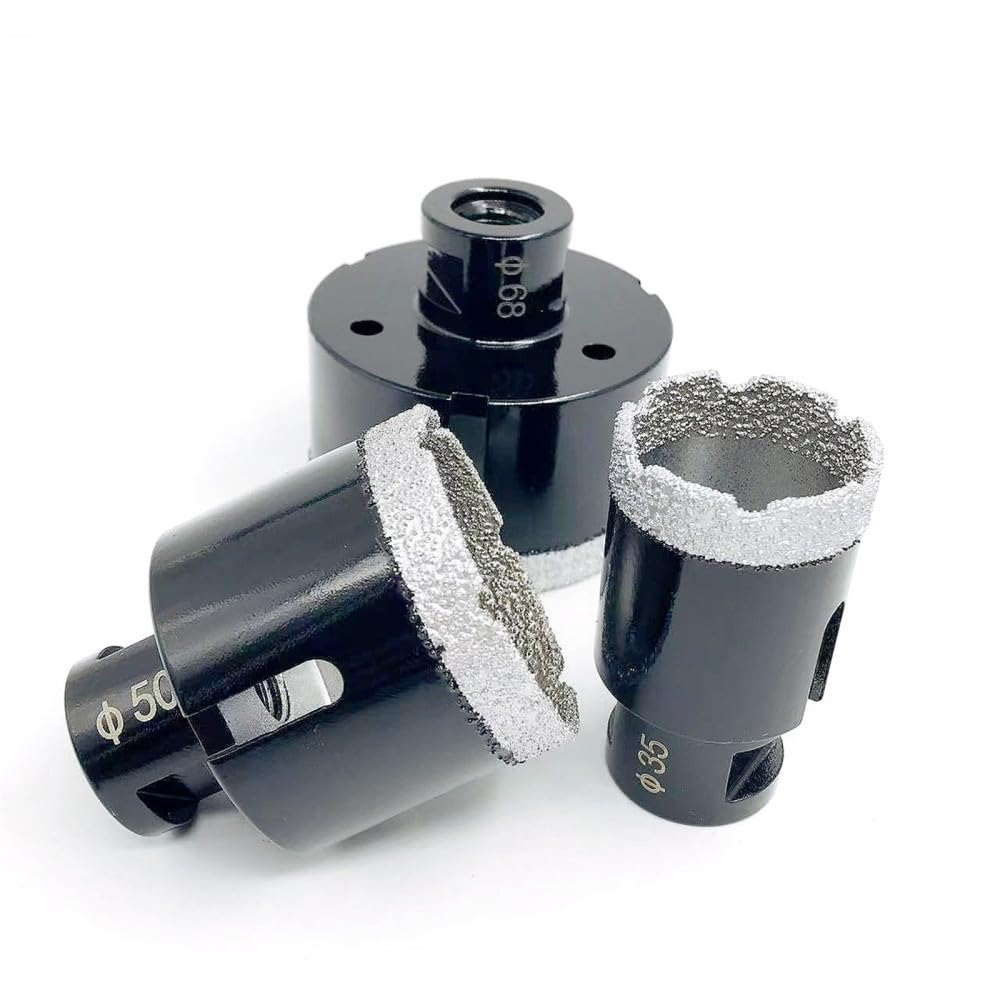 Sierra de Corona， Broca de abridor de Orificios soldada con Rosca al vacío de 6 mm a 100 mm, Broca for Amoladora Angular M14, Broca de 8 mm(4PCS (6 10 12 16))