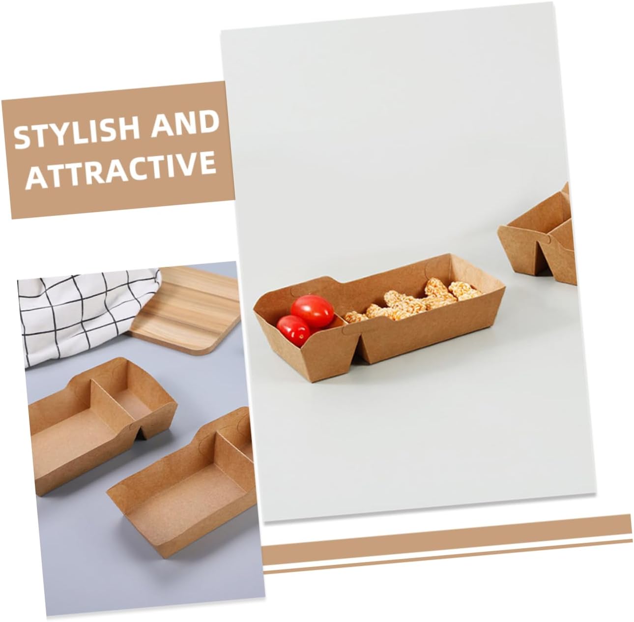 100pcs Kraft Paper French Fry Cups Snack Boxes for Party Paper Snack Containers Take Out Food Box Folding Design