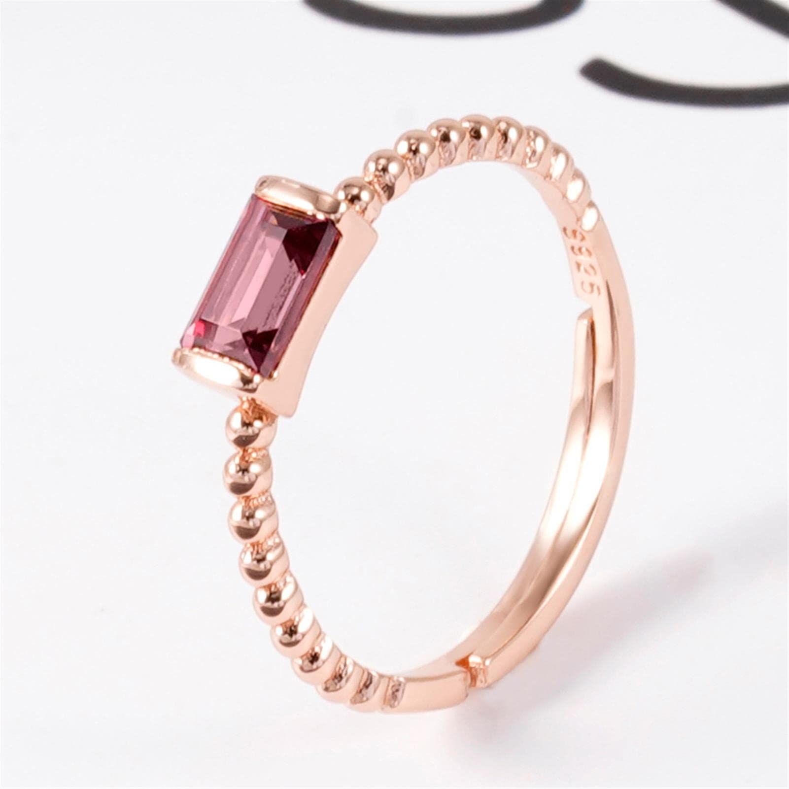S925 Sterling Silber Ring für Frauen Set mit natürlichen Granaten Einfache Öffnung Farbige Edelstein Ribgs für Mama Frau Oma