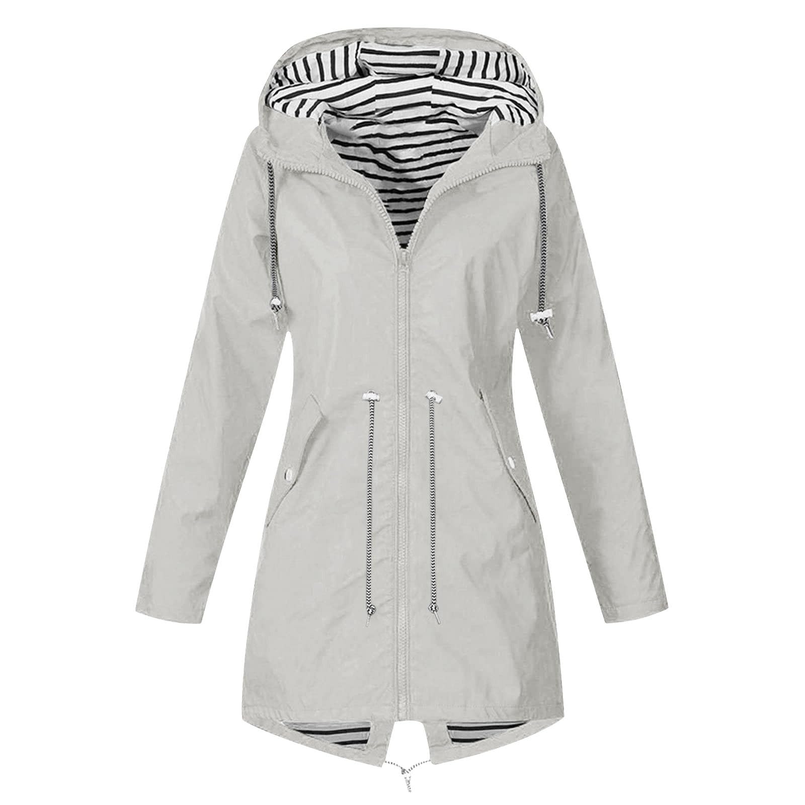 Giacca Impermeabile Donna, Giacca Antipioggia Antivento Giacca Casual con Cappuccio Giacca da Montagna Jacket Leggero Antivento Ripiegabile Giacca Antivento per Escursionismo, Camminata, Primaverile