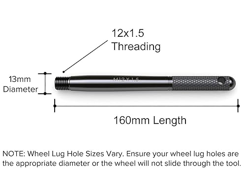 Miniatura 2 de Herramienta de guía de pasador de alineación de colgador de rueda color negro, roscas métricas de 12 x 1.5 pulgadas, herramienta mecánica automotriz
