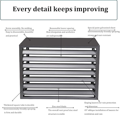 Miniatura 3 de Cubierta de aire acondicionado para ventana al aire libre, de aluminio, resistente a la intemperie, cubierta de protección central de aire