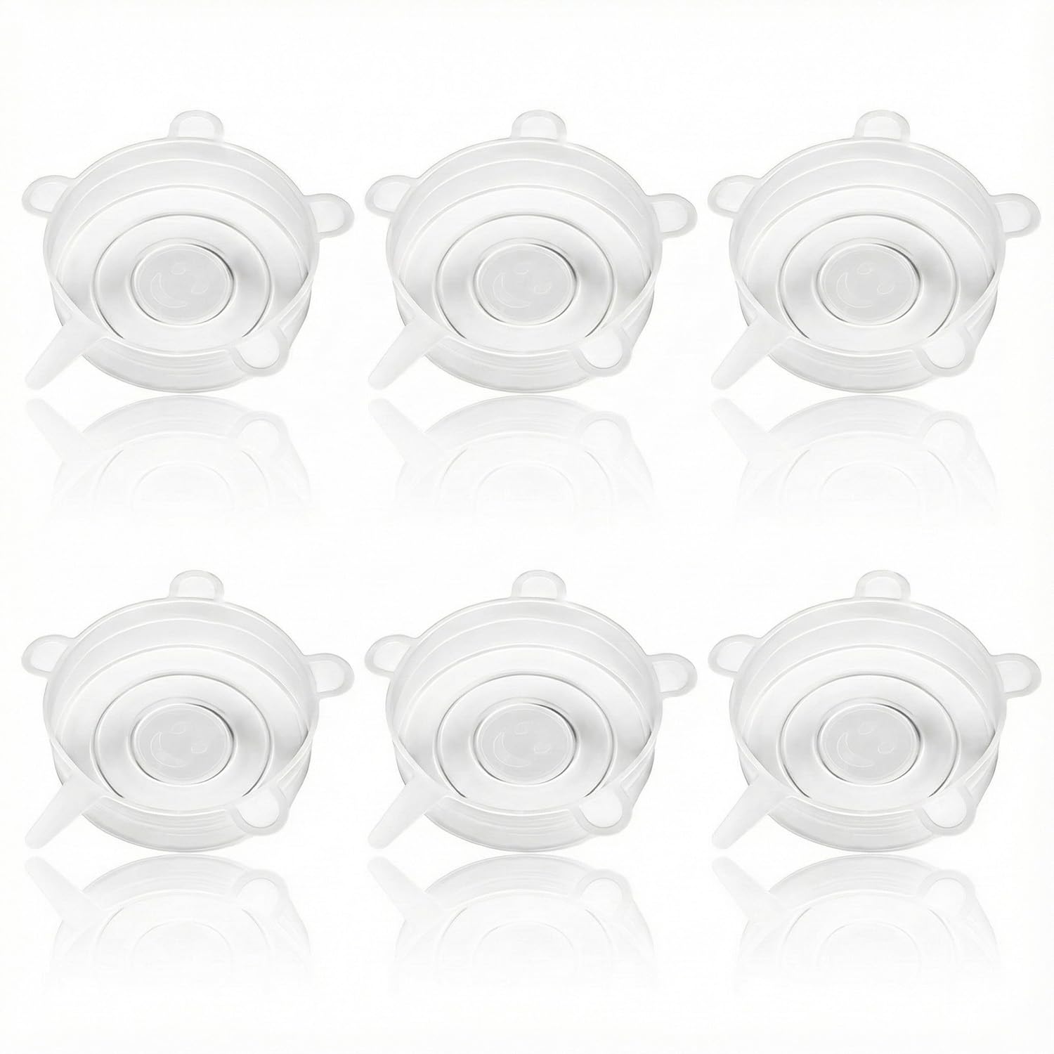 Hopzab 6 Pcs Silicone Stretch Lids, Reusable Food Covers for Bowls, Dishes, and Yoghurt Pots, Microwave, Freezer, and Dishwasher Safe, BPA Free, Eco-Friendly Airtight Lids