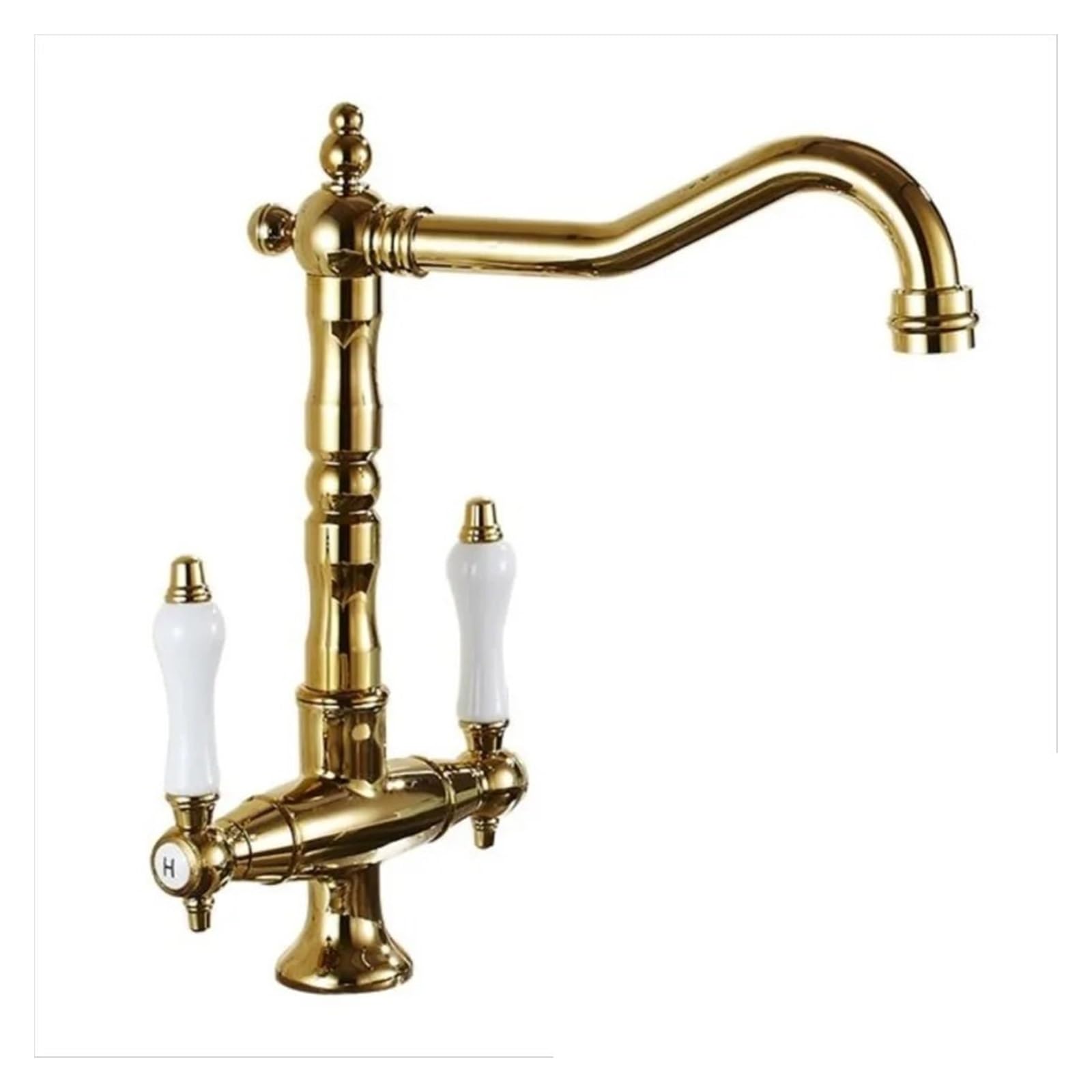 Grifo de lavabo antiguo de cobre y oro para baño y cocina