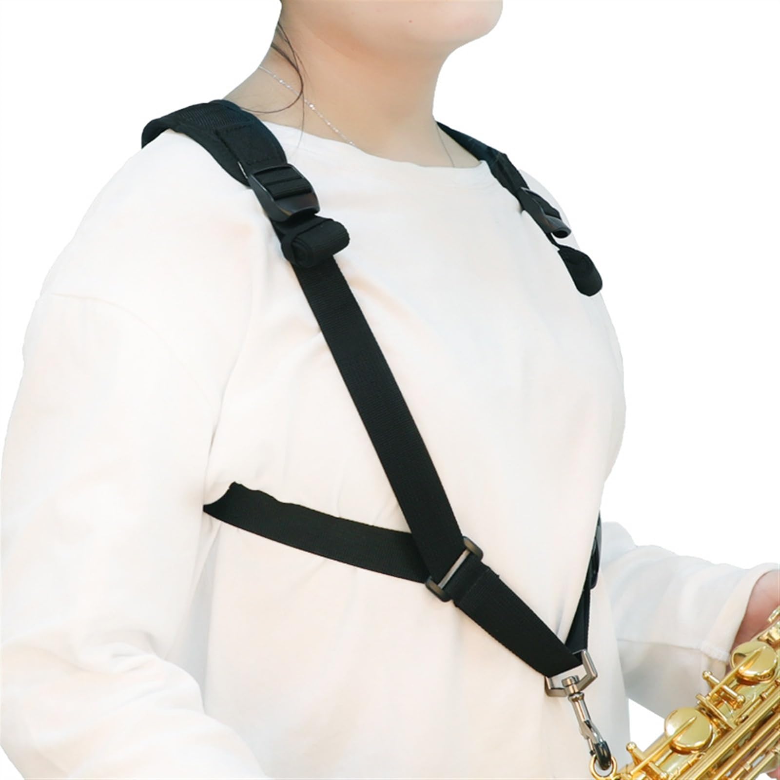 Części do Saksofonu Instrumentów Poszerzony I Pogrubiony Pasek Na Szyję Do Instrumentu Saksofonowego Z Metalowym Chromowanym Haczykiem