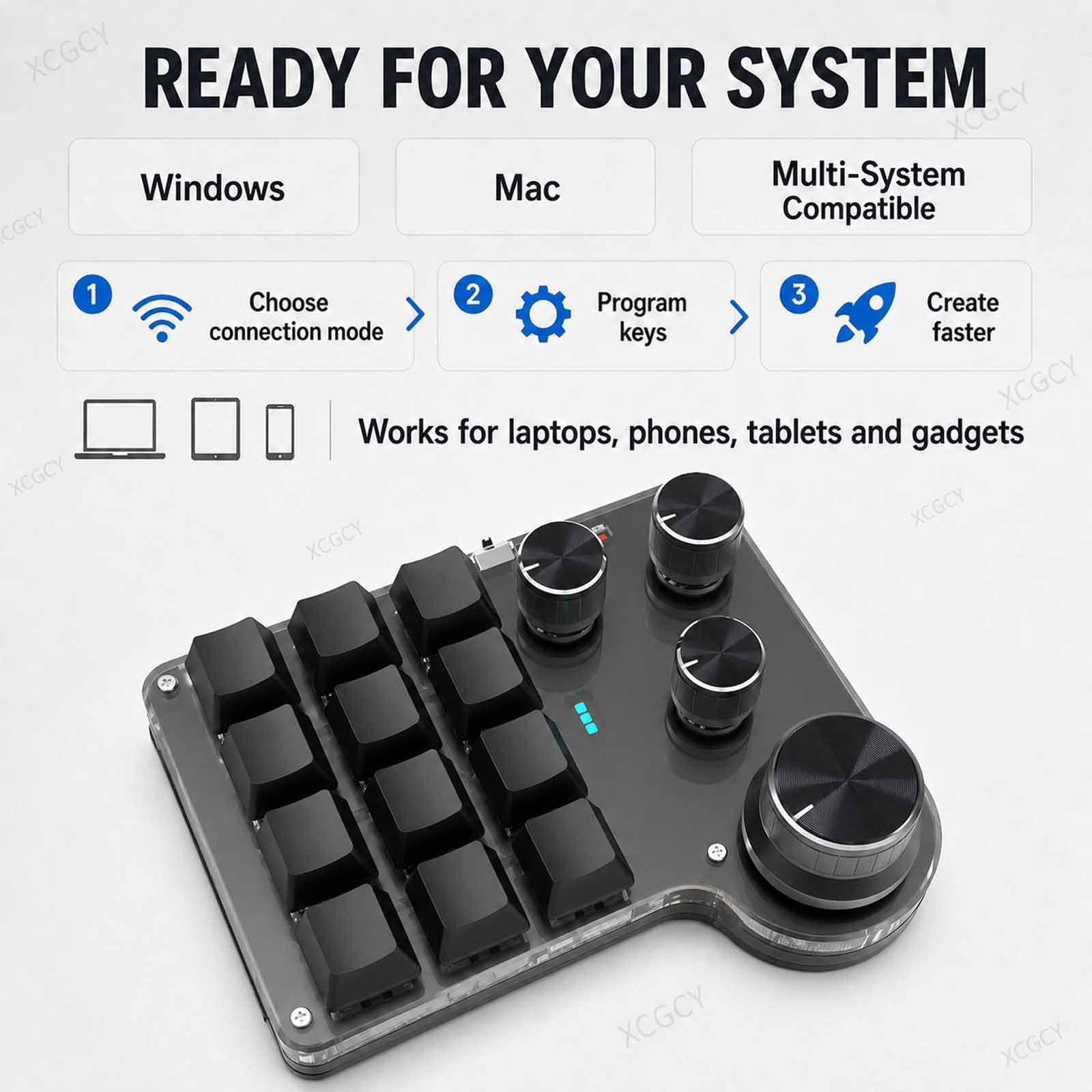 Mini Tastiera Meccanica Da Gioco Macro, Tastierino Meccanico Industriale Personalizzabile, 12 Tasti, 4 Manopole, RGB, Memoria Per Gaming, Editing E Ufficio