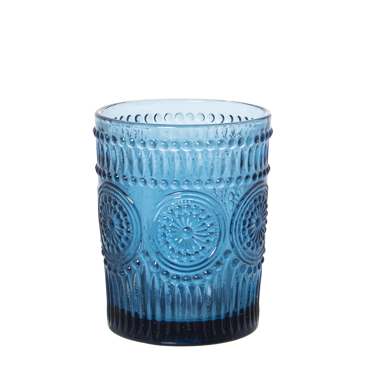 Vasos Bajos de Cristal Azul de 300ml para Agua y Zumo en Set de 6 Piezas