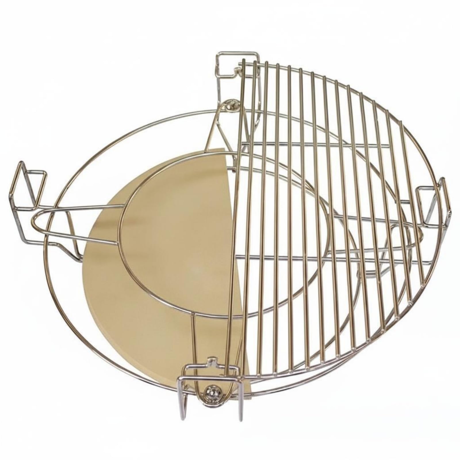 Qianly Pizzastein Grill Pizzaplatte Backstein Backplatte mit Griffigem Edelstahlrahmen aus Cordierit für Einfache Entnahme Und Gleichmäßiges Rösten für grill, 16 Zoll