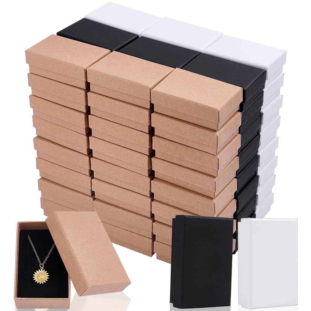 PH PandaHall 120 pcs Boîtes à Bijoux en Vrac, petites boîtes cadeau en carton papier 8x5cm Boîtes de Rangement pour Bijoux Boîte d'Emballage Cadeau pour Collier Bracelet Boucles d'Oreilles, 3 Couleurs