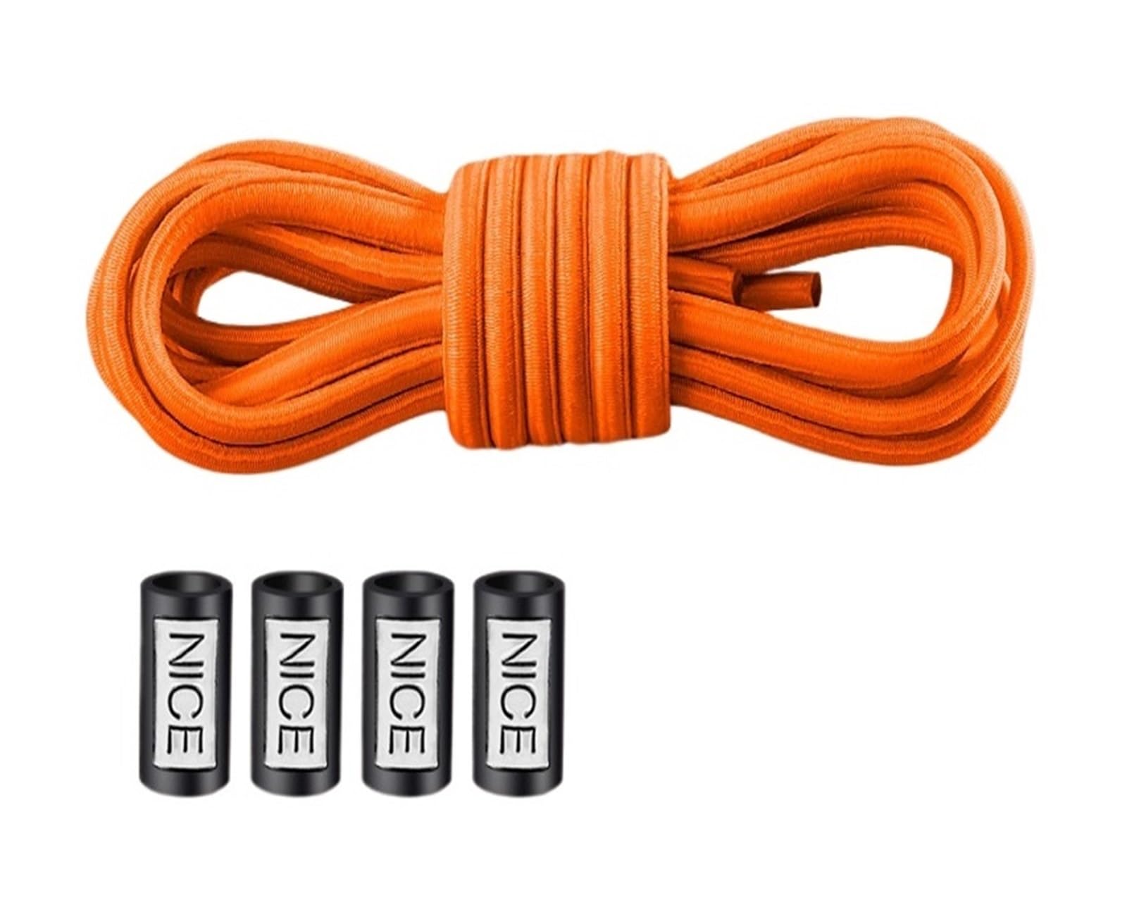 GPDNBIEU Shoelaces, Men's Elastic Leather Band For Shoes Casual Round Shoelace Rope(Orange)