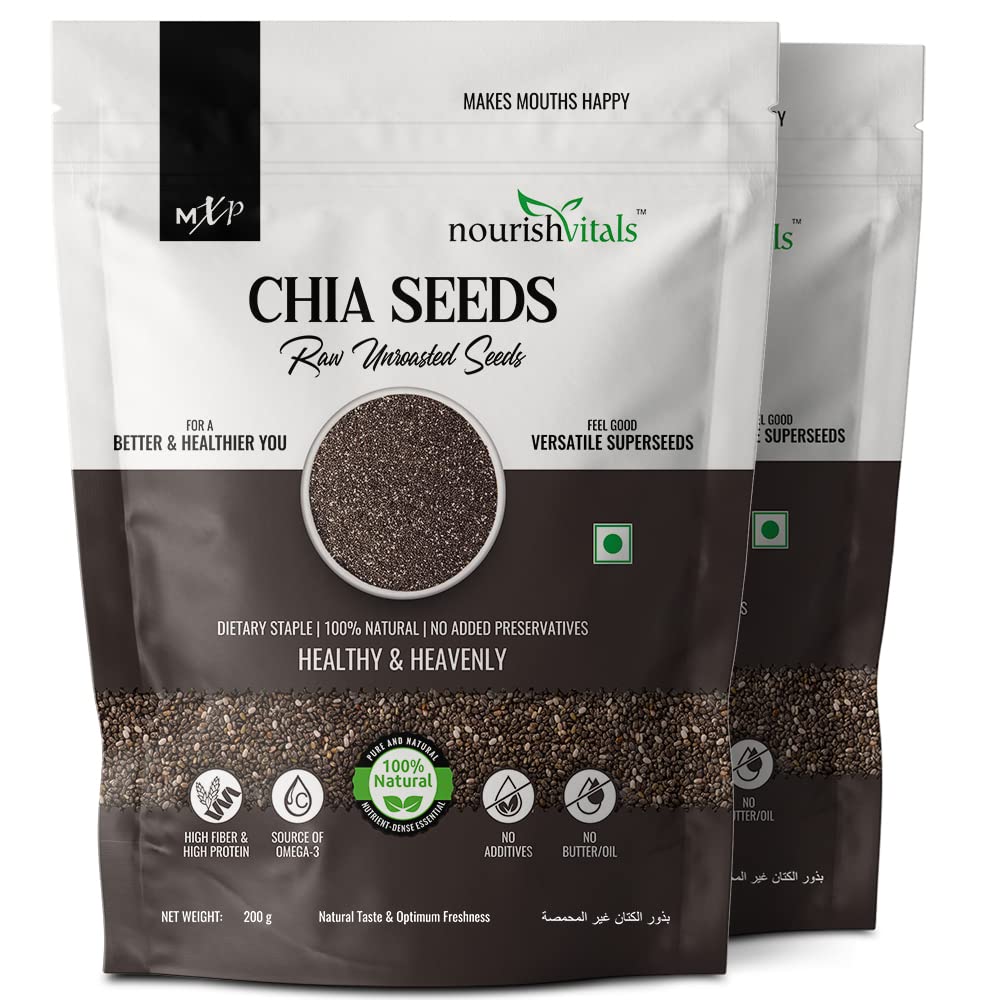 NourishVitals Chia Raw Unroasted Seeds, 100% Natural, No Added Preservatives, High Fiber, High Protein, Source of Omega-3, 200g x Pack of 2 (B09LYMDZHL) Amazon Price History, Amazon Price Tracker