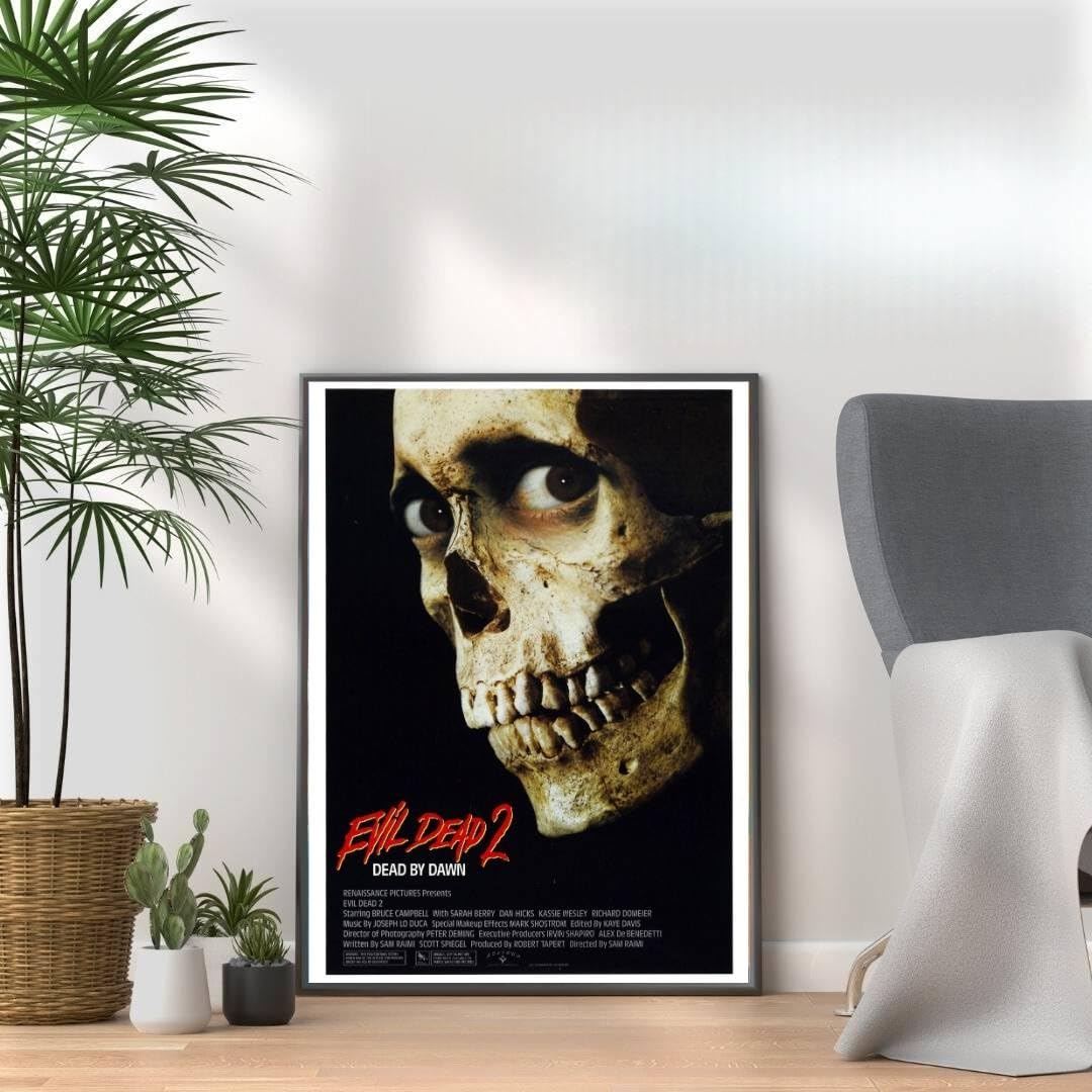 Evil Dead 2, Horror Movie Print, Scary Thriller Film Poster, A4 and A3 Size Frame Options Available,Great Home, Pub, Café, Bar Wall Art Print, House gift for horror lovers (A3 Print Only)