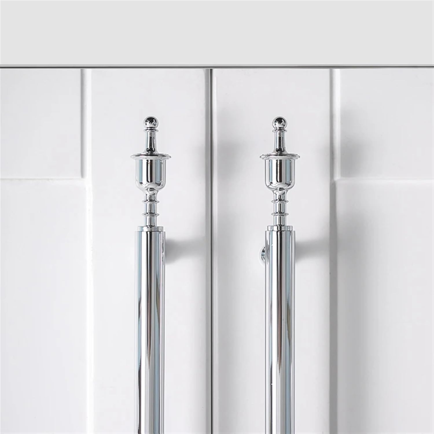 Bright Chrome Long Handle Round Knob Modern Pulls Cupboard Wardrobe Dresser Drawer Cabinet Bar Knob Furniture Handle for Kitchen 1Pcs (Color : C-4270-4)