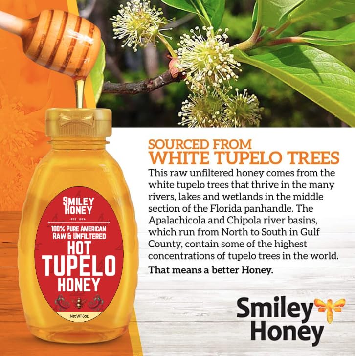 Smiley Honey Tupelo miel cruda y sin filtrar 8 oz miniatura 5