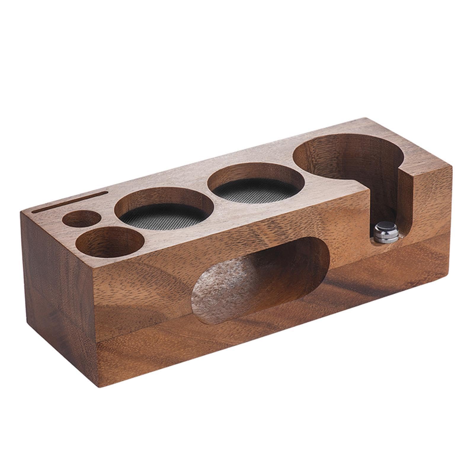 TWISAXC Coffee Barista Accessories Tamp Station Tamping Stand Smooth Finish Addition Overall Round And Smooth Barista Tamping Station Portafilter Holder 53mm, Walnut, 58mm