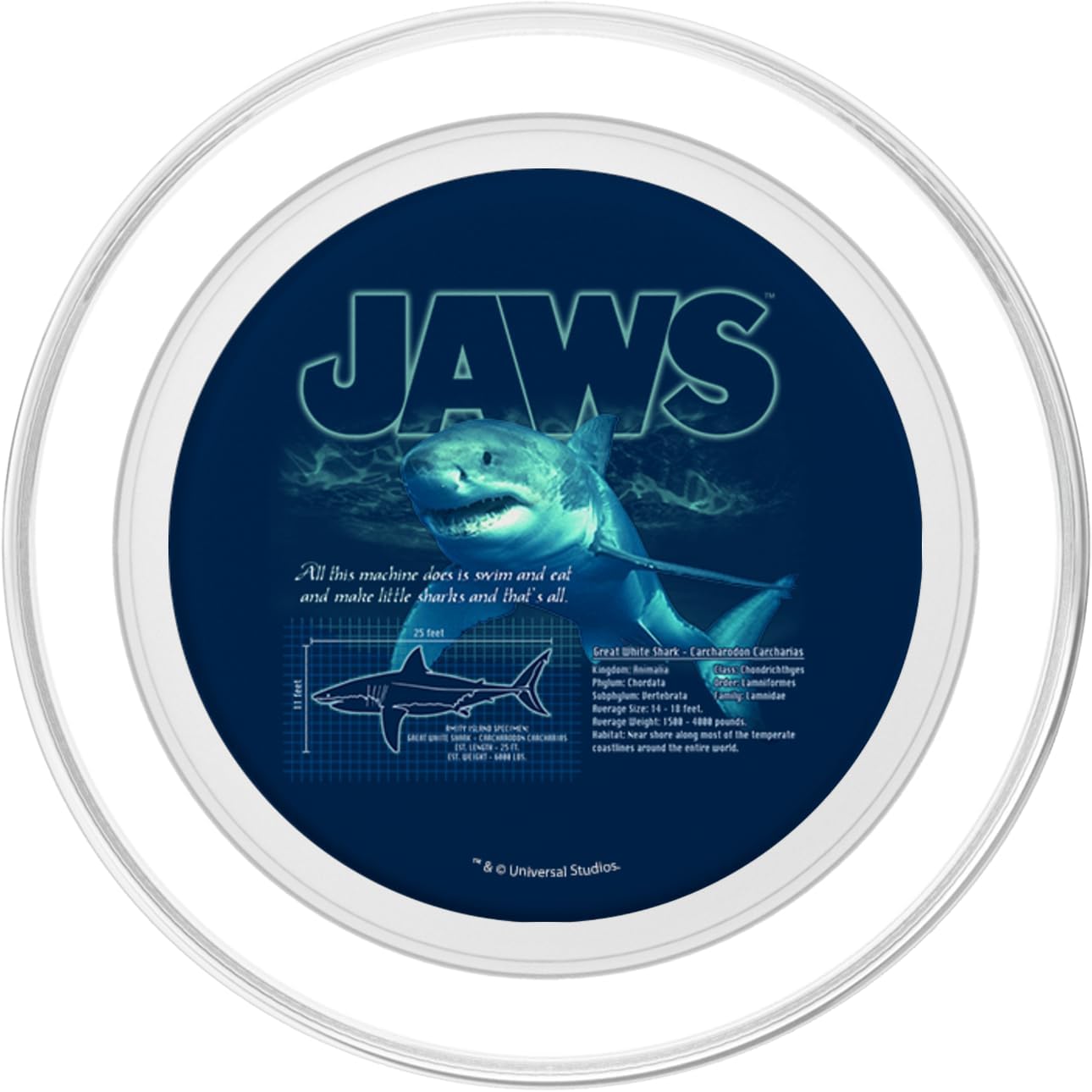 Jaws Great White Shark Description Blueprint PopSockets MagSafe PopGrip for iPhone