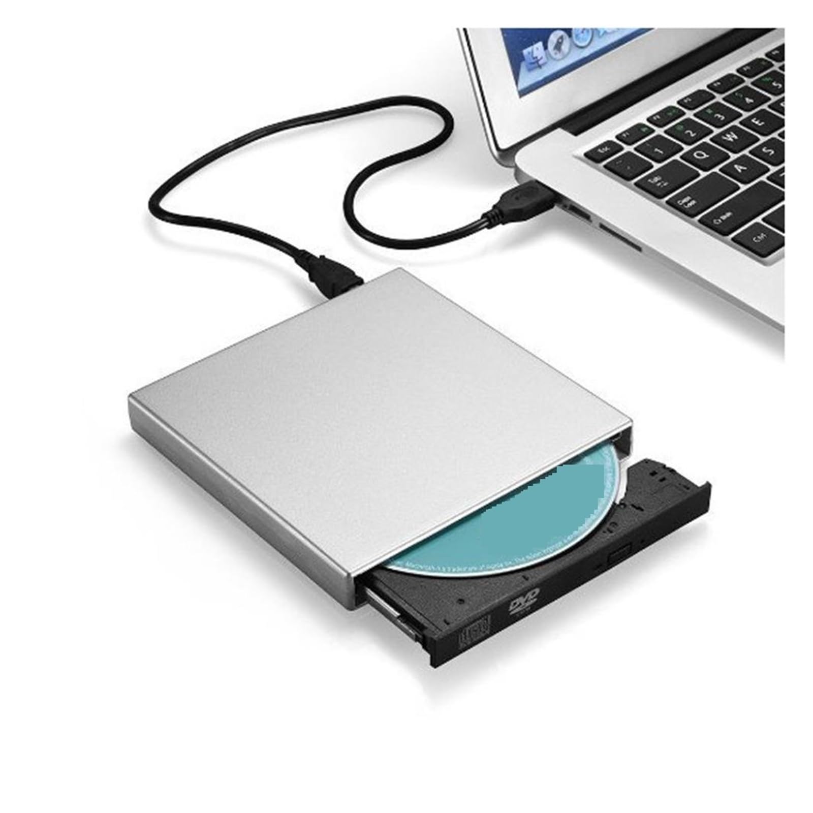 Lettore Dvd Lettore di Lettori di unità Ottiche Dvd Esterne USB 2.0 Portatili con unità Ottica CD Dvd Esterna Universale(Silver)