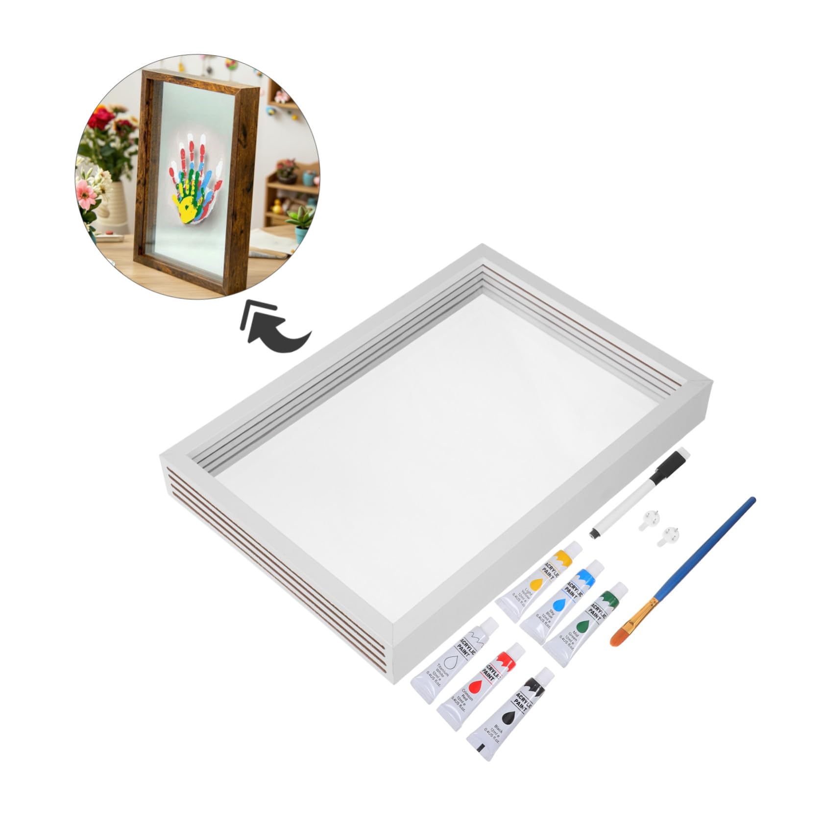 VICASKY Kit Impronte Famiglia Cornice Legno Fai da Te Cornice per Ricordi di Famiglia Kit per Calchi delle Mani