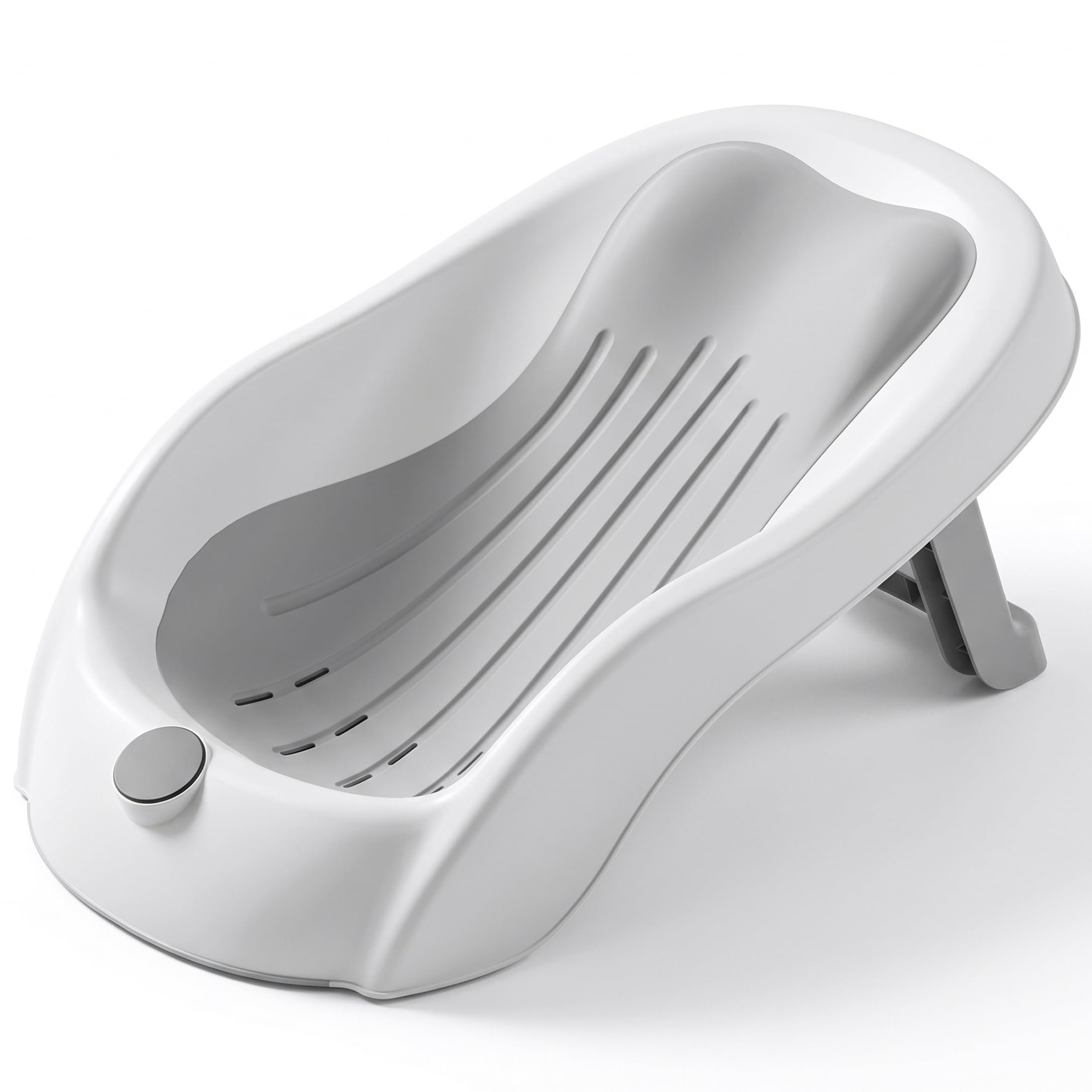 Supporto per bagnetto, vaschetta per il bagnetto con display digitale della temperatura e drenaggio, seggiolino pieghevole per vasca da bagno antiscivolo per neonati (grigio) #1
