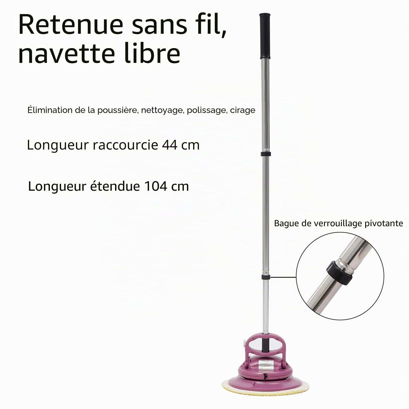 Balai Vapeur sans fil 36W 160tr/min Nettoyeur Sol LED 3 Modes | ABS Acier Inox Durable Vapeur sans fil Sols Maison Cuisine Salon Carrelage Pivot 360 Autonomie 60min