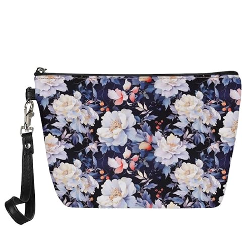 Borsa cosmetica da donna borsa da viaggio organizer pelle da toilette per cosmetici per beauty bag Peonia bianca. Organizer per borse