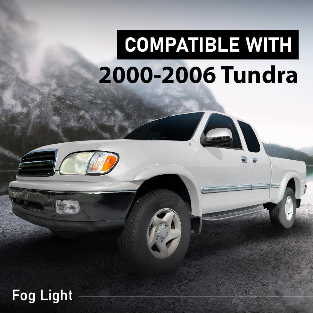 G-PLUS Pair Clear Lens Fog Lights Compatible with Toyota Tundra 2000-2006 LH & RH CAPA w/Bulbs TO2593102, TO2592102