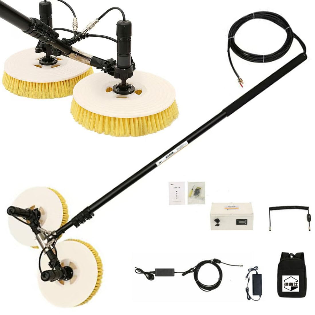 AYCDL Solar Panel Cleaning Kit with Double Head Brush and Water Fed Pole for Automatic Window and Roof Washing,3.5m(11.5ft)