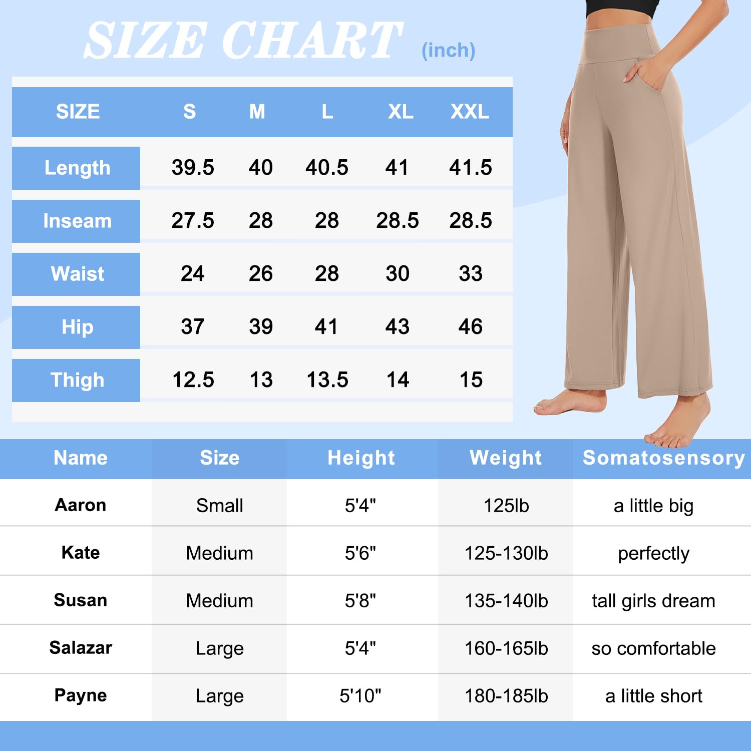 Nueva Young - Pantalones Anchos con Bolsillos para Mujer (Cintura Alta, Informal, Yoga, Entrenamiento Palazzo, 3 Unidades)
