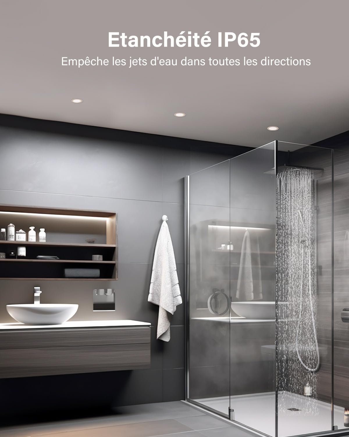 Leselux Spot LED Encastrable Salle de Bain IP65, 10 x 5W Spot de Plafond 4000K Blanc Neutre 400LM, Spots LED Extra Plat 35mm, Éclairage Encastrés pour Cuisine Salon Couloir, Trou Φ68-80mm
